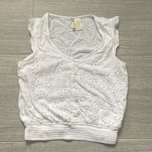 White eyelet lace blouse